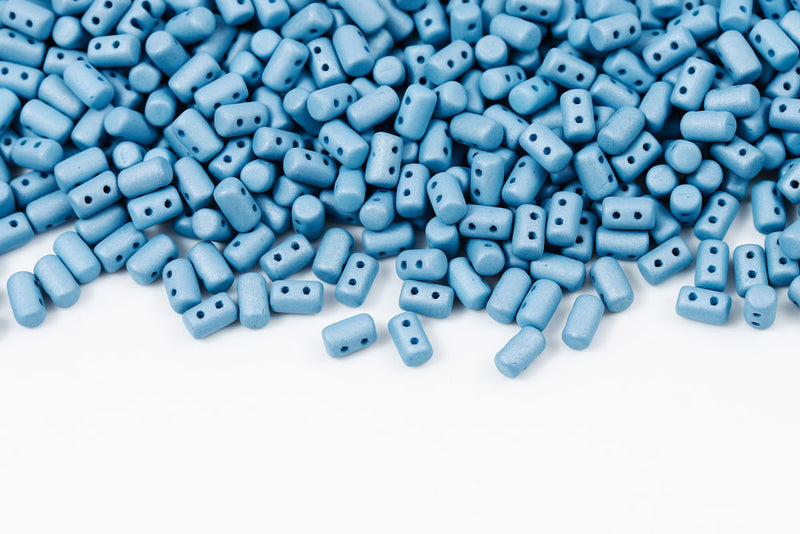 Rulla 5×3mm Neon Silk Aqua Haze 2-Hole Czech Beads