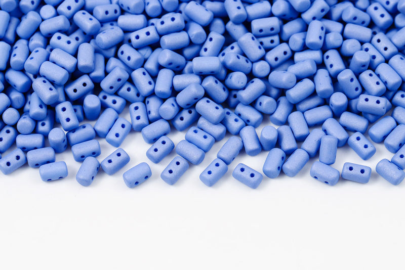 Rulla 5×3mm Neon Silk Baby Blue 2-Hole Czech Beads