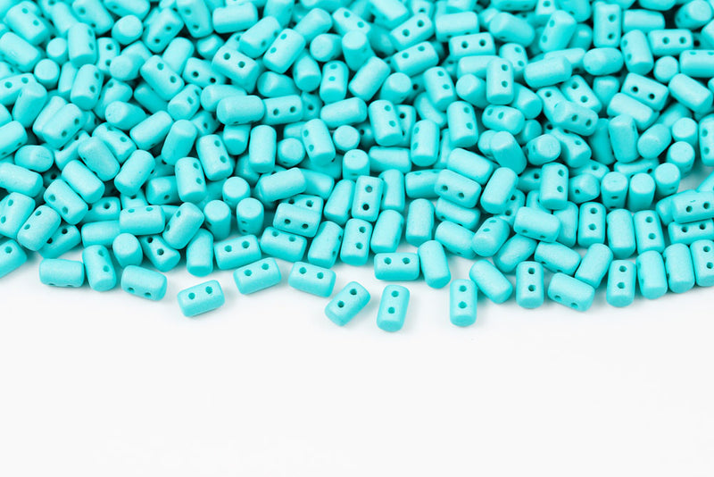 Rulla 5×3mm Neon Silk Mint 2-Hole Czech Beads