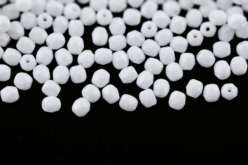 Czech Fire Polished 4mm Neon Silk Snowflake Round Beads
