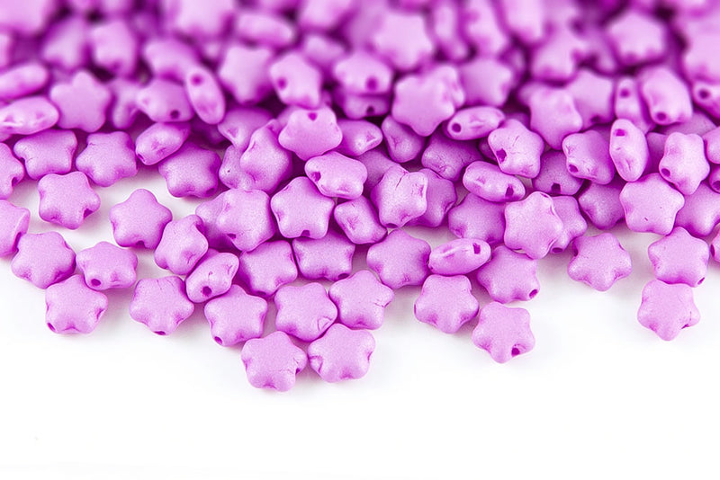 Star 6mm Neon Silk Raspberry Czech Glass Beads