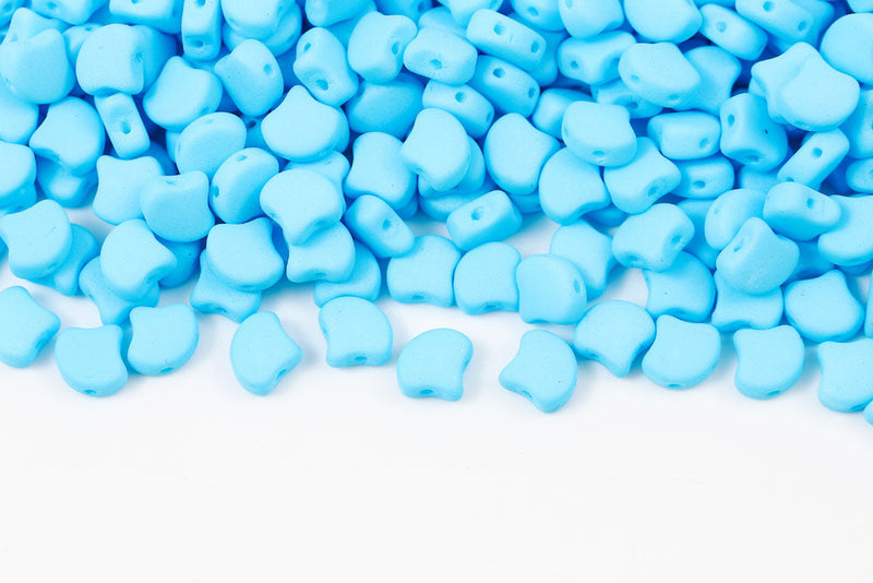 Ginko 7.5×7.5mm Light Matte Light Blue 2-Hole Czech Beads