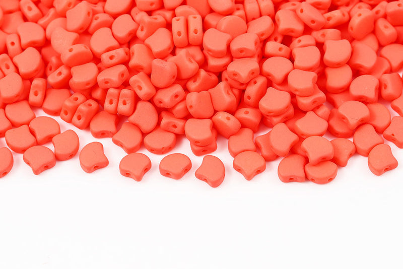 Ginko 7.5×7.5mm Light Matte Orange 2-Hole Czech Beads