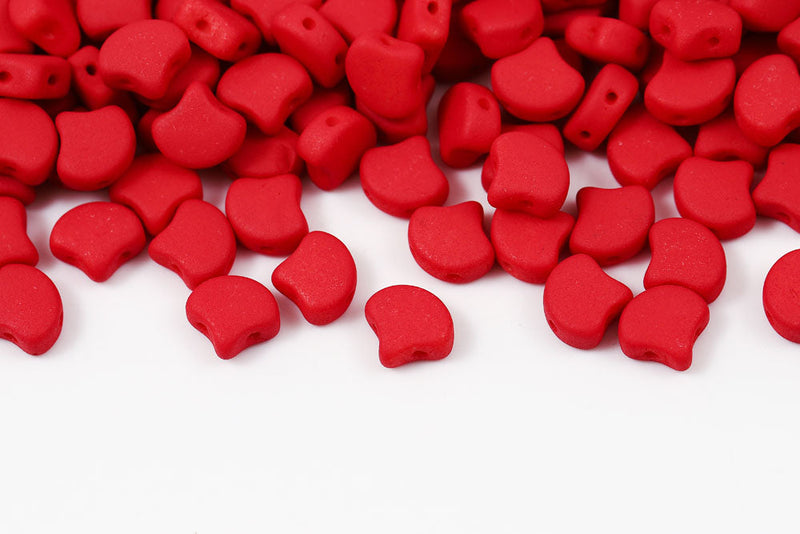 Ginko 7.5×7.5mm Light Matte Red 2-Hole Czech Beads