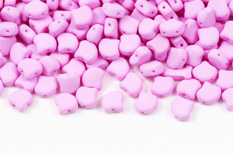 GINKO 7.5×7.5mm Bondeli Rose Neon 2-Hole Czech Beads
