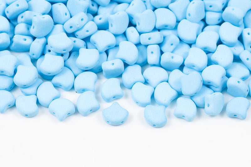 GINKO 7.5×7.5mm Bondeli Aquamarine Neon 2-Hole Czech Beads