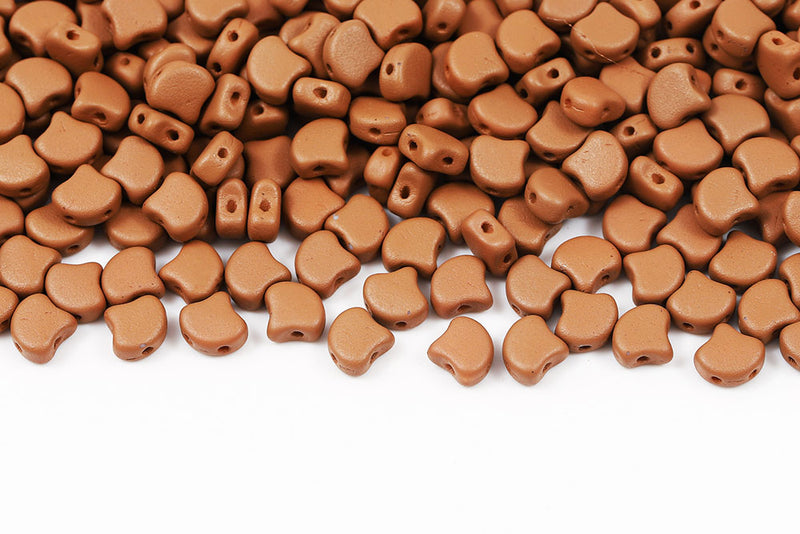 GINKO 7.5×7.5mm Bondeli Brown Neon 2-Hole Czech Beads