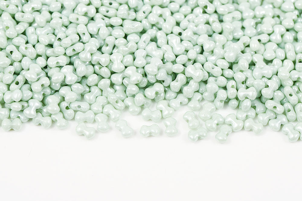 Butterfly 3×4mm Chalk Light Green Luster 1-Hole Czech Beads