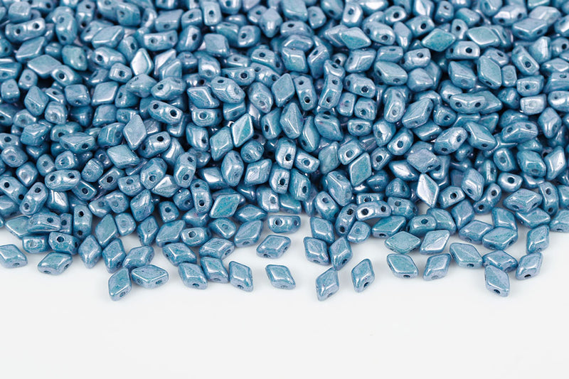 MiniGemduo 6×4mm Chalk Blue Luster 2-Hole Czech Beads
