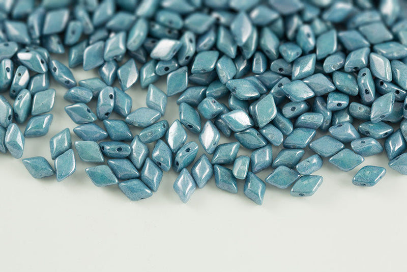 Gemduo 8×5mm Chalk Blue Luster 2-Hole Czech Beads