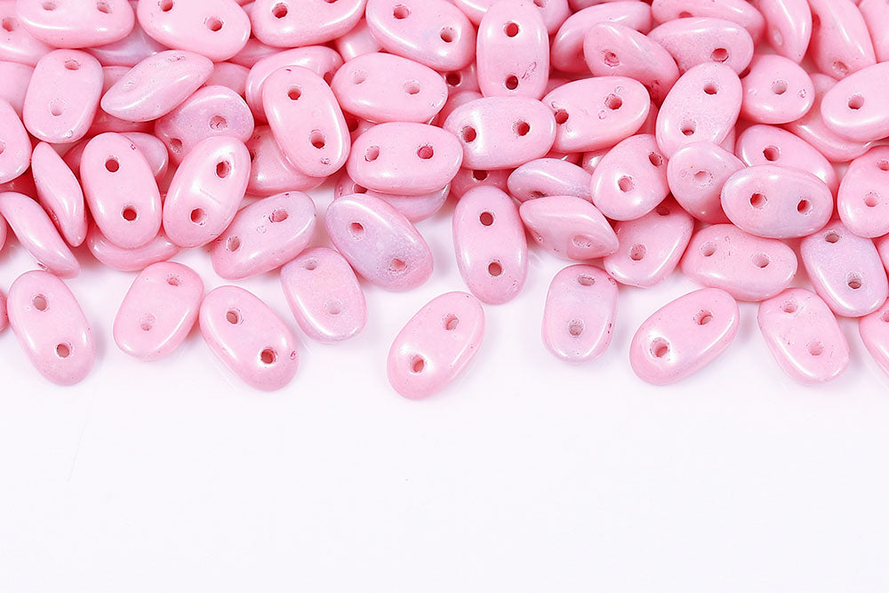 Wave 3×7mm Chalk Pink Luster 2-Hole Czech Beads