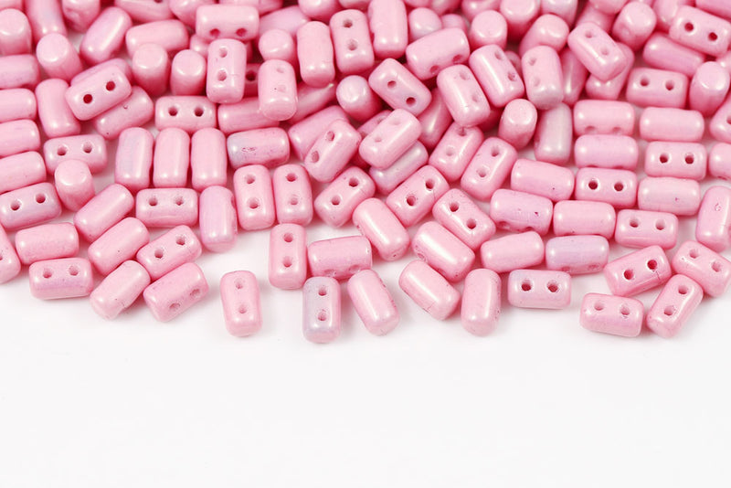 Rulla 5×3mm Chalk Lila Luster 2-Hole Czech Beads