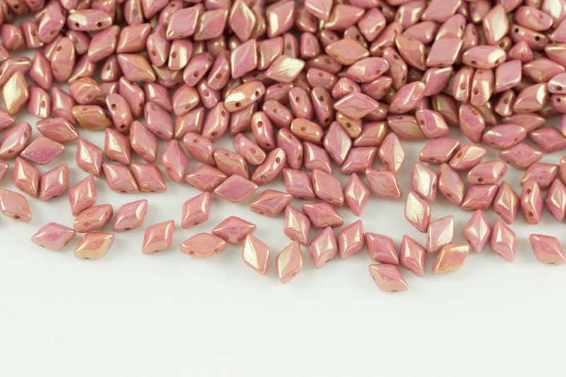 Gemduo 8×5mm Chalk Red Luster 2-Hole Czech Beads