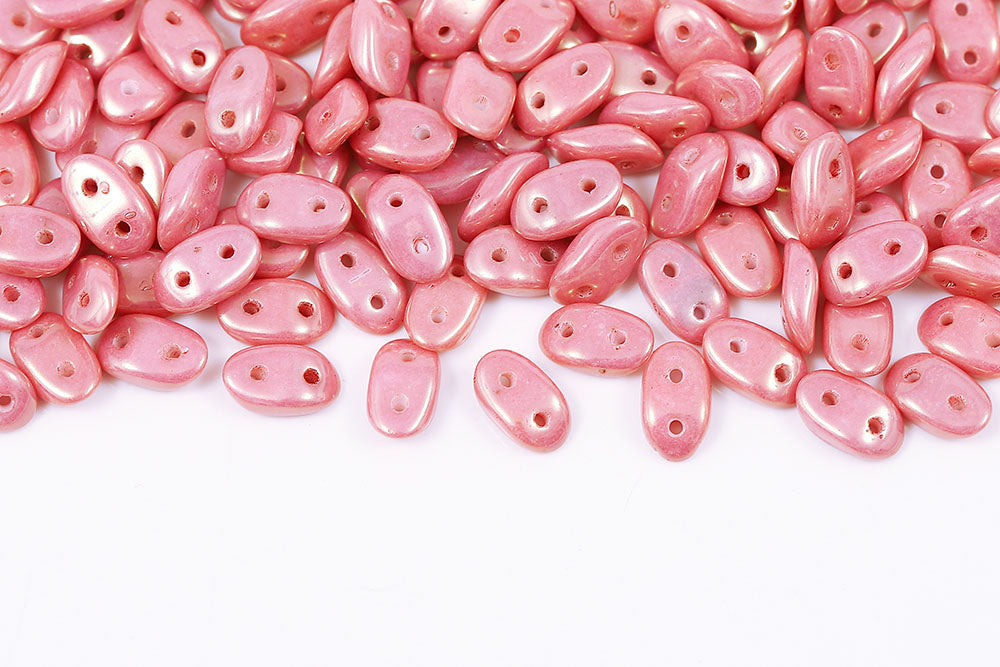 Wave 3×7mm Chalk Red Luster 2-Hole Czech Beads