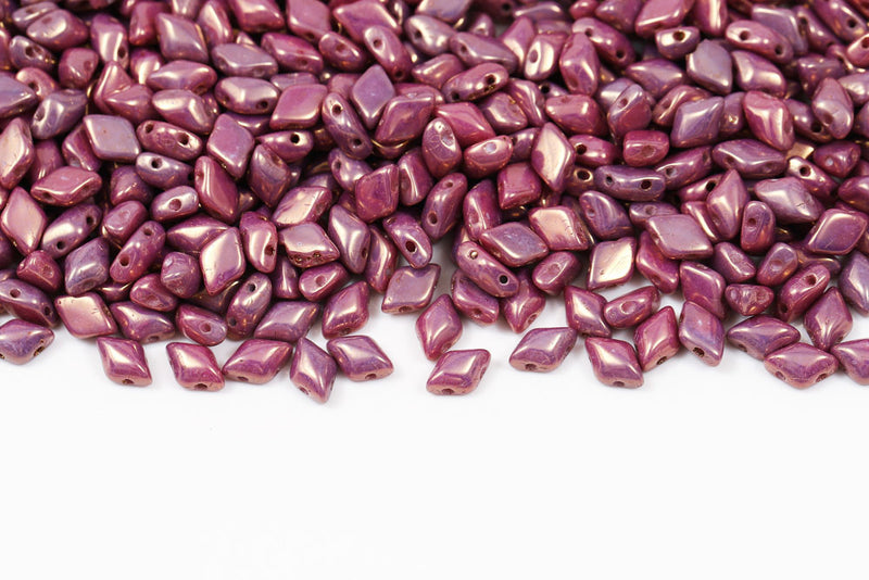 Gemduo 8×5mm Chalk Violet Luster 2-Hole Czech Beads
