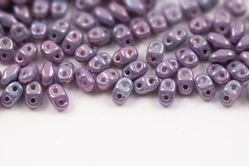 Miniduo 2×4mm Chalk Nebula 2-Hole Czech Beads