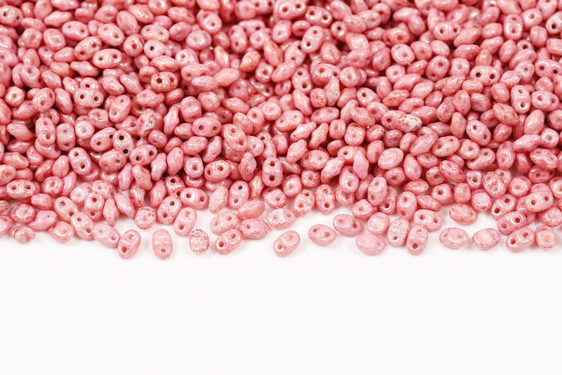 Miniduo 2×4mm Chalk Red Terracotta 2-Hole Czech Beads