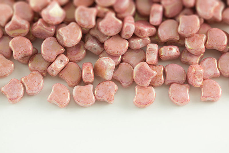 Ginko 7.5×7.5mm Chalk Red Terracotta 2-Hole Czech Beads