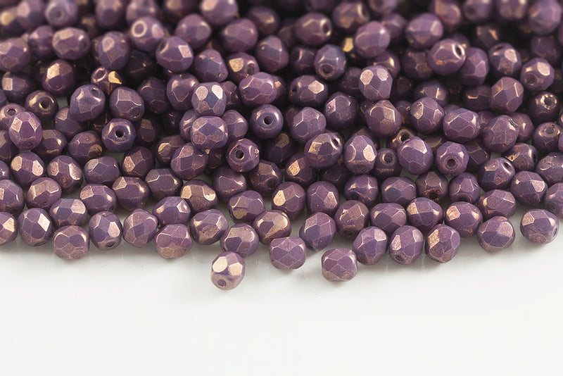 Czech Fire Polished 2.0mm Vega On Chalk Round Beads