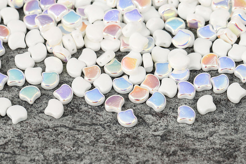 GINKO 7.5×7.5mm Chalk Ab 2-Hole Czech Beads