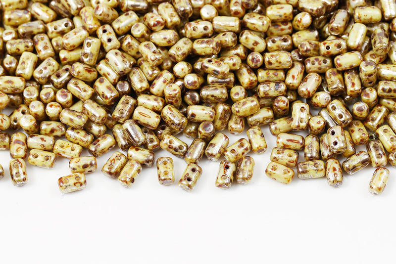 Rulla 5×3mm Chalk Picasso 2-Hole Czech Beads