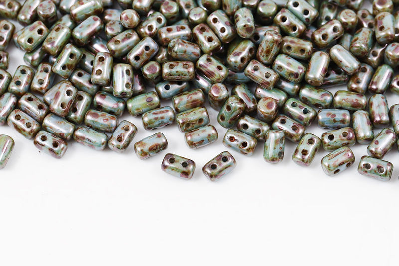 Rulla 5×3mm Chalk Blue Glaze 2-Hole Czech Beads