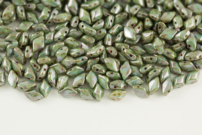 Gemduo 8×5mm Chalk Blue Glaze 2-Hole Czech Beads