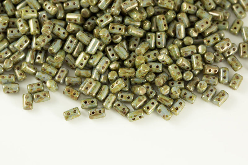 Rulla 5×3mm Chalk Copper Glaze 2-Hole Czech Beads