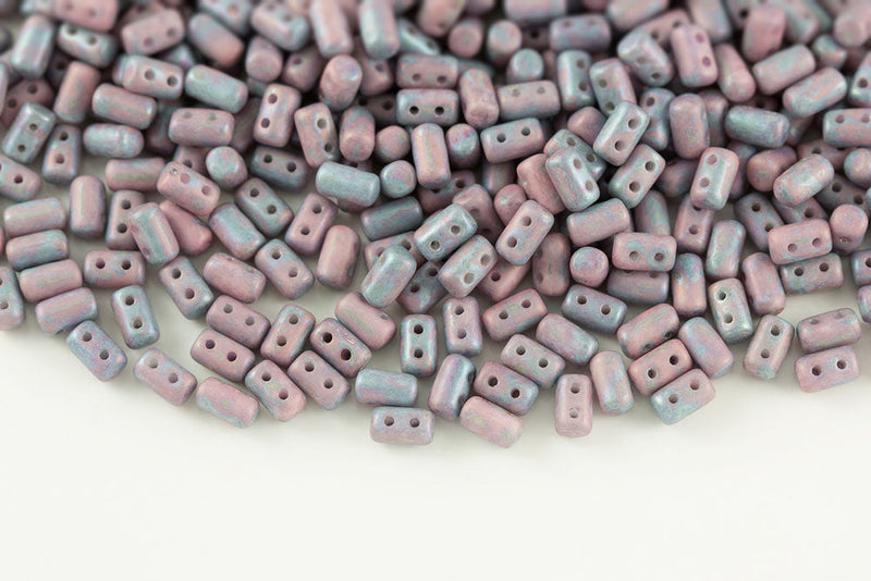 Rulla 5×3mm Chalk Nebula Mat 2-Hole Czech Beads