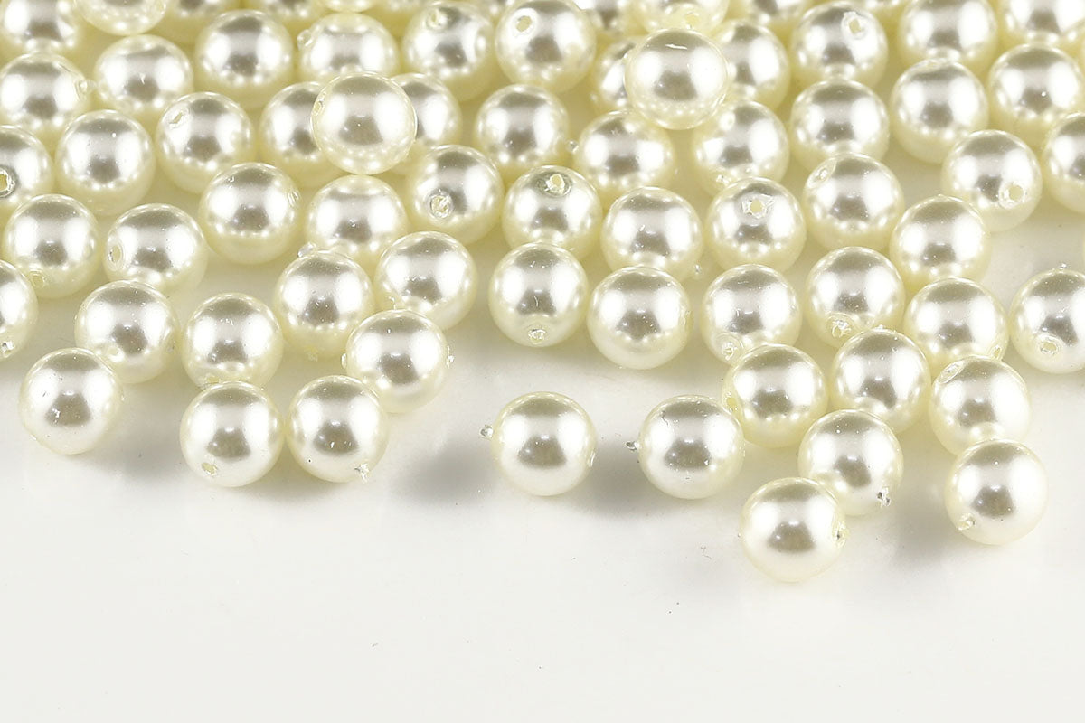 Round 8mm Pearl White 1-Hole Czech Beads