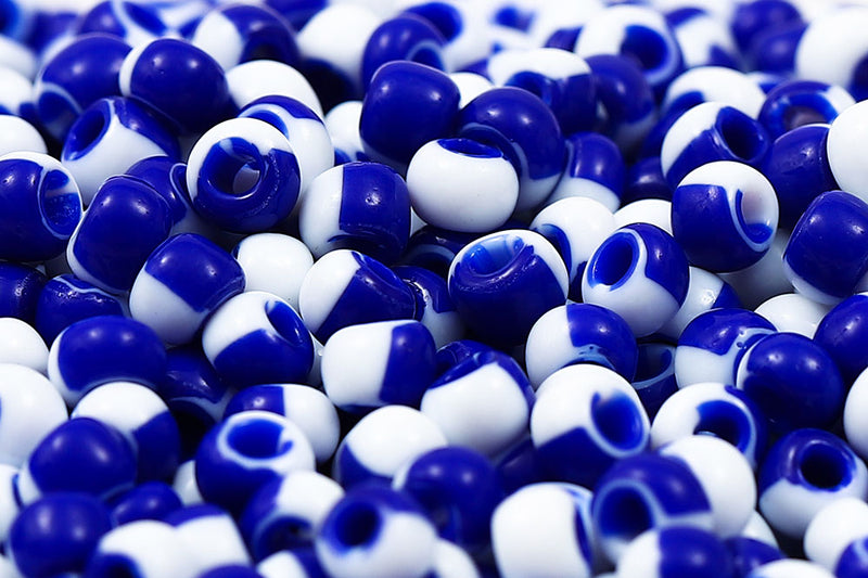 Preciosa Rocailles 6/0 Harlequin White&Blue Col.03730