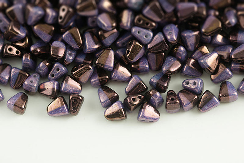 Nib-Bit 6×5mm Black/white Opaque Vega 2-Hole Czech Beads