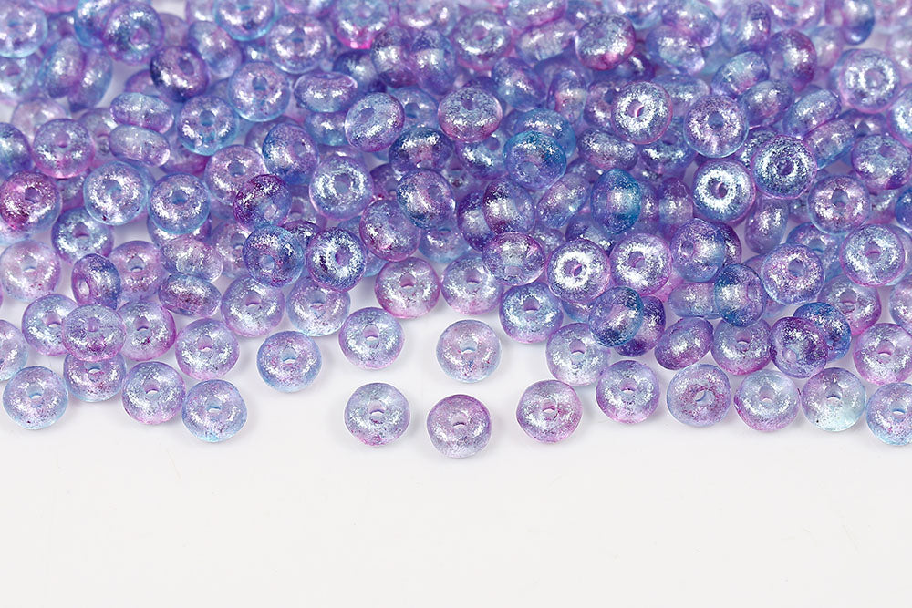 Spacer 2.5×4mm Frozen Rainbow Blue Matt 1-Hole Czech Beads