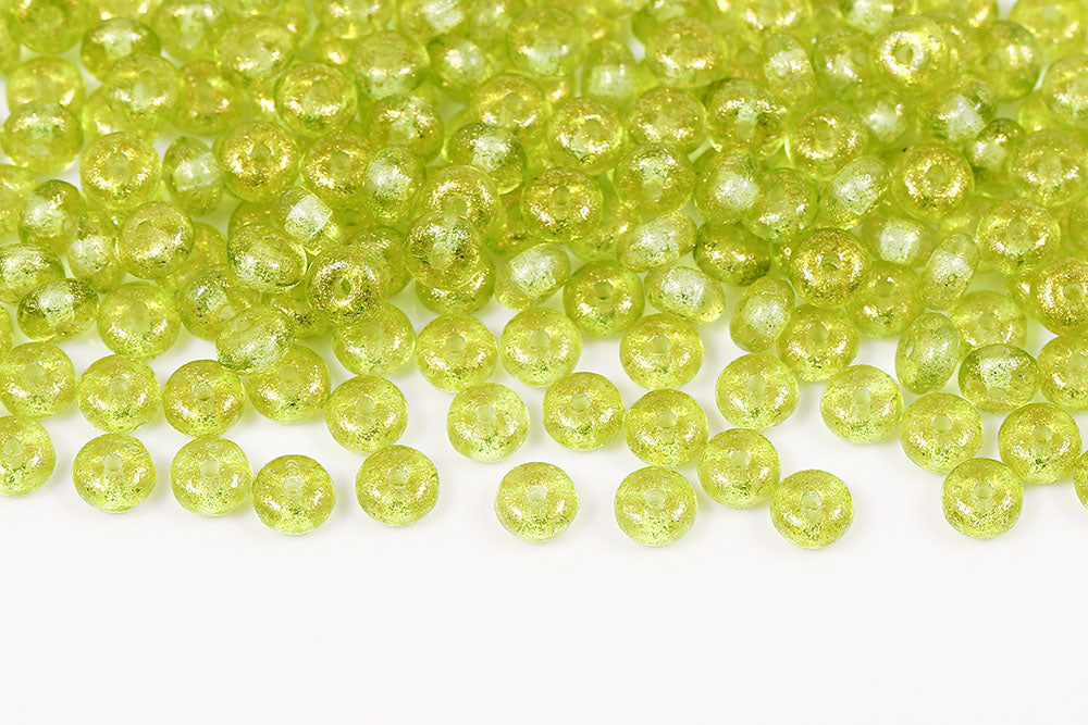 Spacer 2.5×4mm Crystal Frozen Peridot Matt 1-Hole Czech Beads