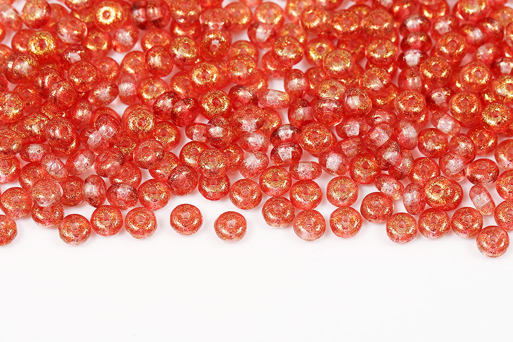 Spacer 2.5×4mm Crystal Frozen Padparadscha Matt 1-Hole Czech Beads