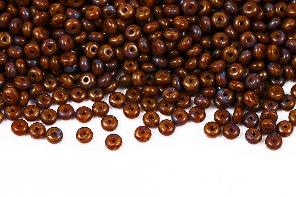 Spacer 2.5×4mm Opaque Gray Travertin 1-Hole Czech Beads