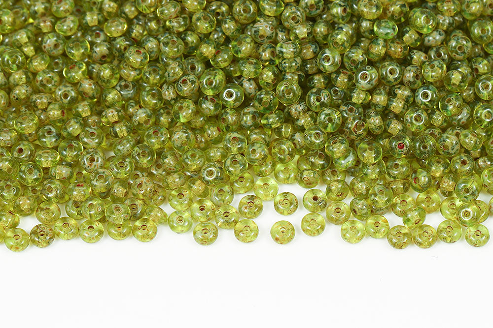 Spacer 2.5×4mm Olivine Travertin 1-Hole Czech Beads