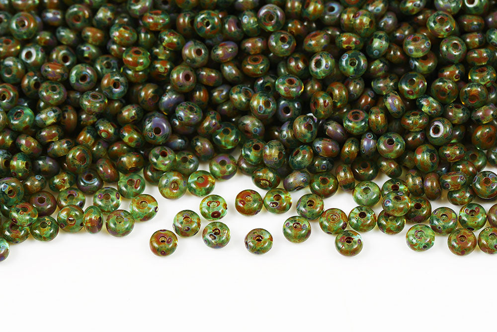 Spacer 2.5×4mm Aquamarine Travertin 1-Hole Czech Beads