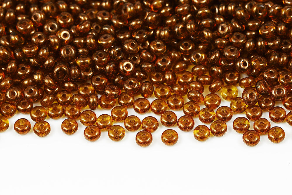 Spacer 2.5×4mm Amber Violet Terracotta 1-Hole Czech Beads