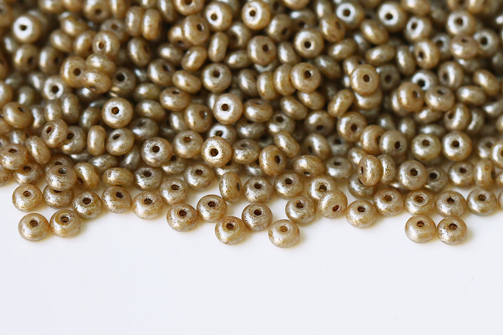 Spacer 2.5×4mm Opal White Ivory Marble Finis 1-Hole Czech Beads