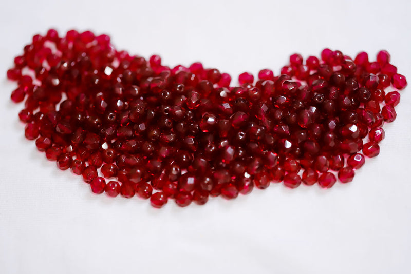 Czech Fire Polished 6mm Bordeaux Red AB Round Beads