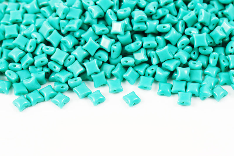 Wibeduo 8×8mm Turquoise Green 2-hole Czech Beads