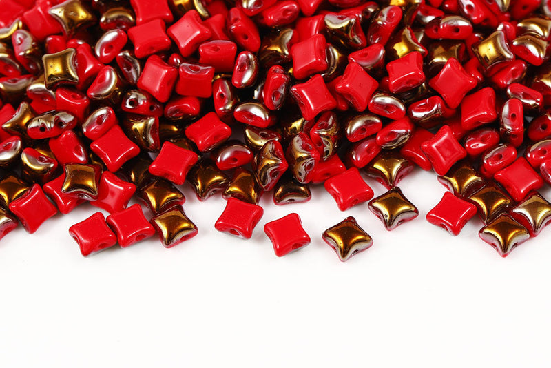 Wibeduo 8×8mm Opaque Coral Red Valentine 2-hole Czech Beads