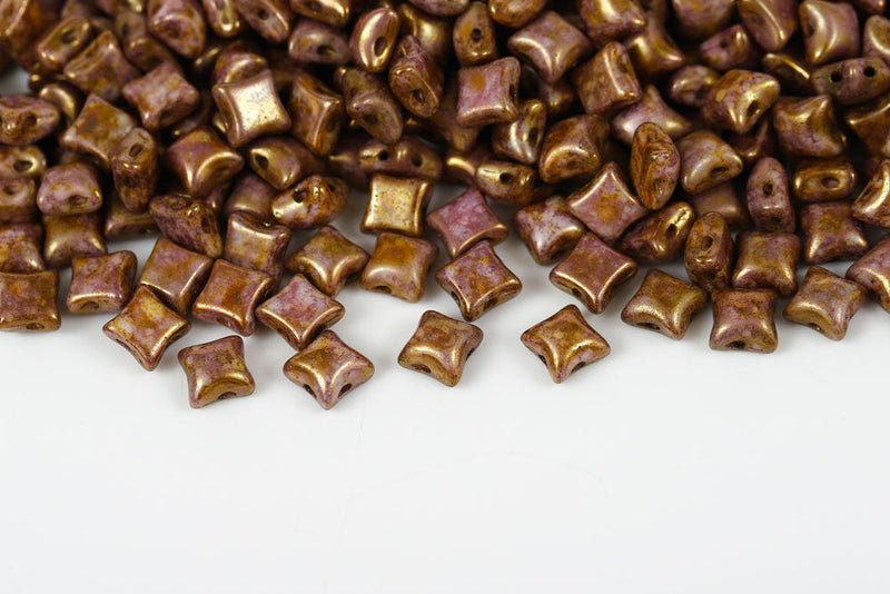 Wibeduo 8×8mm Chalk Senegal Brown-purple 2-Hole Czech Beads