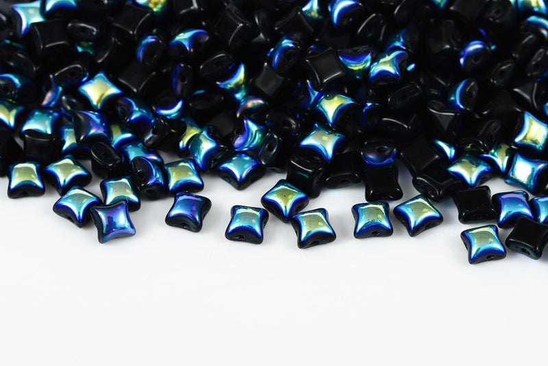 Wibeduo 8×8mm Jet Ab 2-Hole Czech Beads