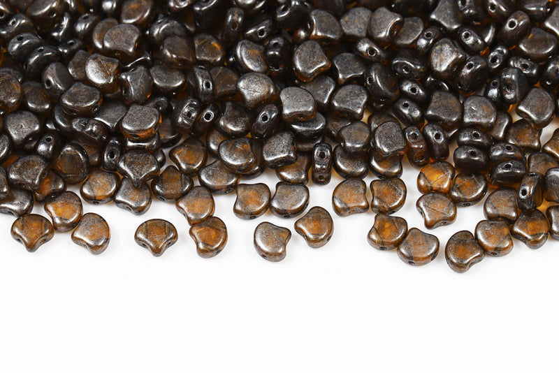GINKO 7.5×7.5mm Topaz Platinum 2-Hole Czech Beads