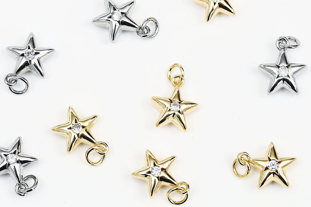 10mm Diamond Stone Starfish Gold Plated Pendant