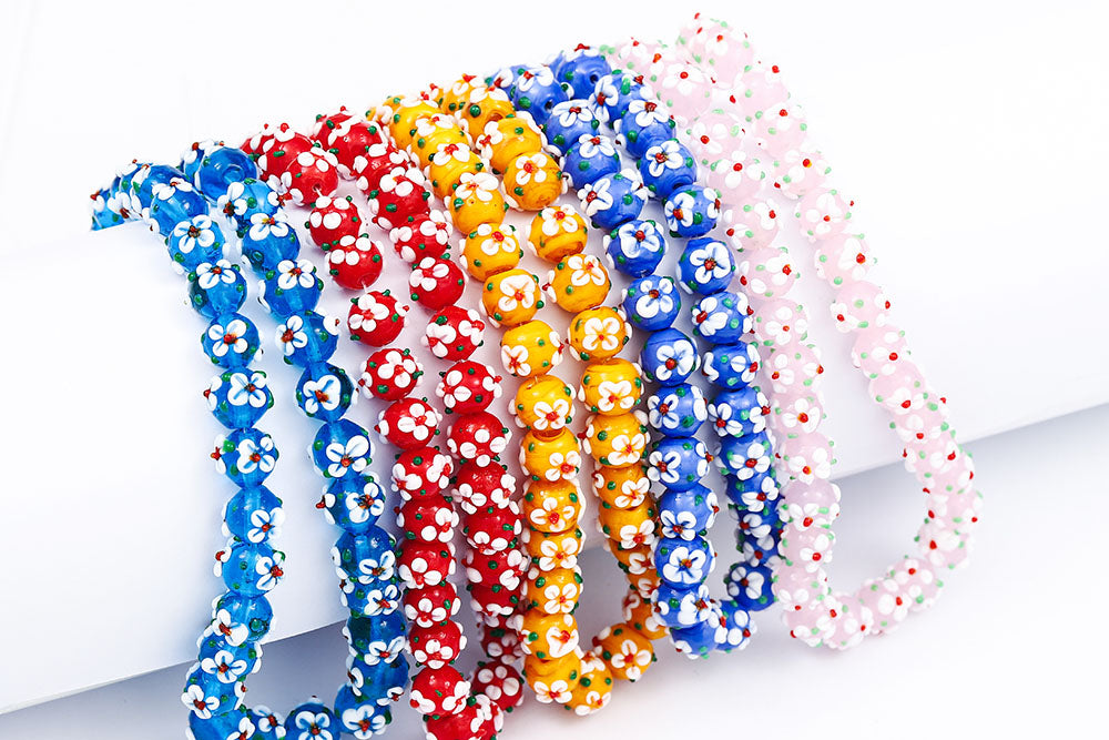 10mm White Lilac Ball Lampwork Beads