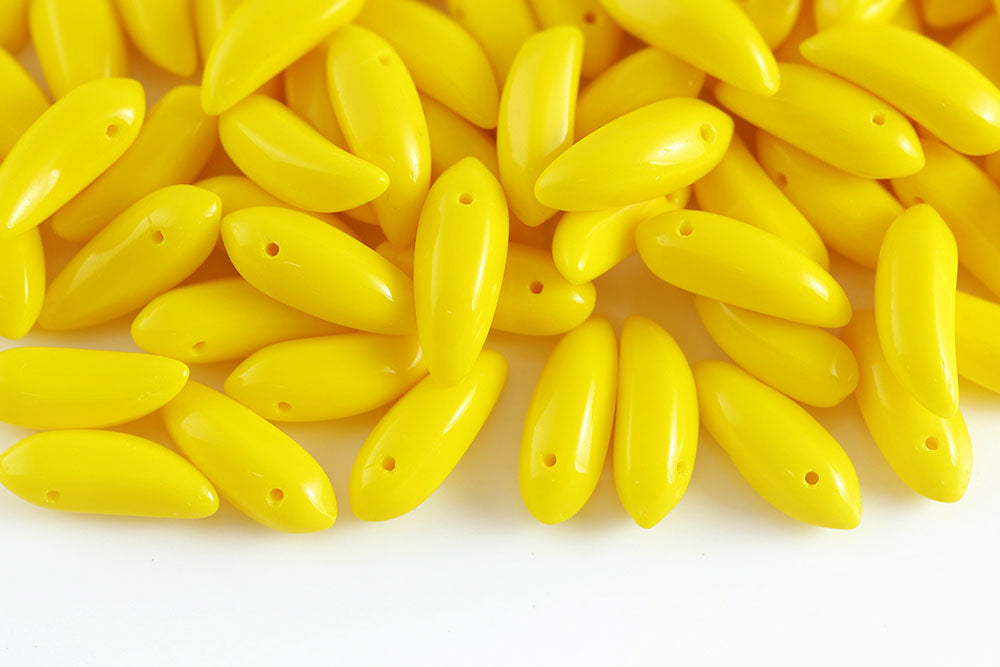 Banana 17×6mm Opaque Lemon Yellow 1-Hole Czech Beads