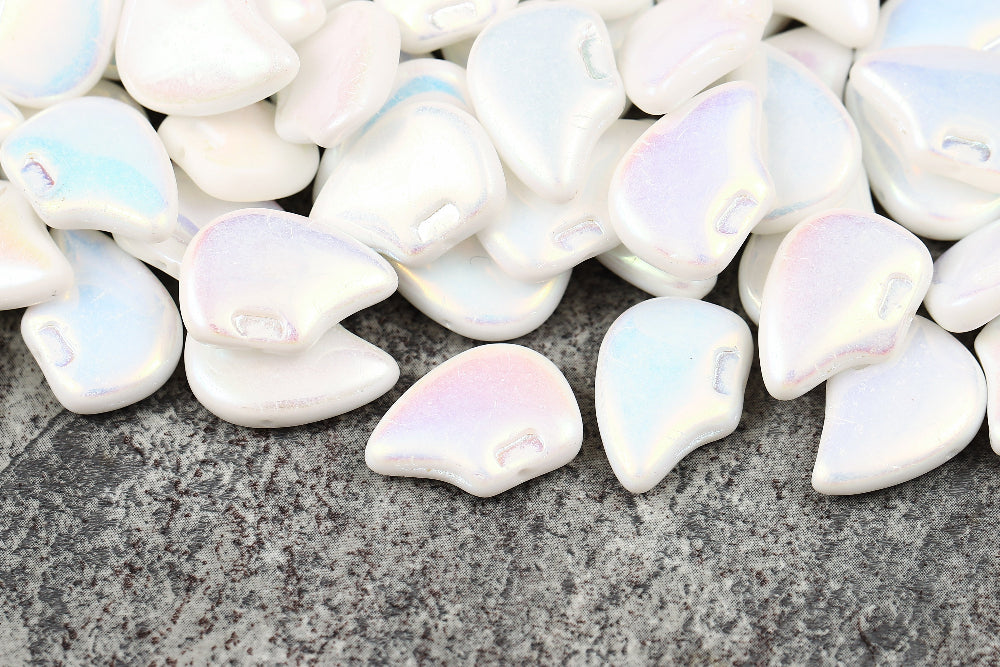 Polar Bear 12×18mm Alabaster AB Full 1-Hole Czech Beads